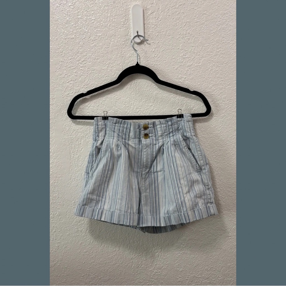 Striped High-Waisted Paperbag Shorts